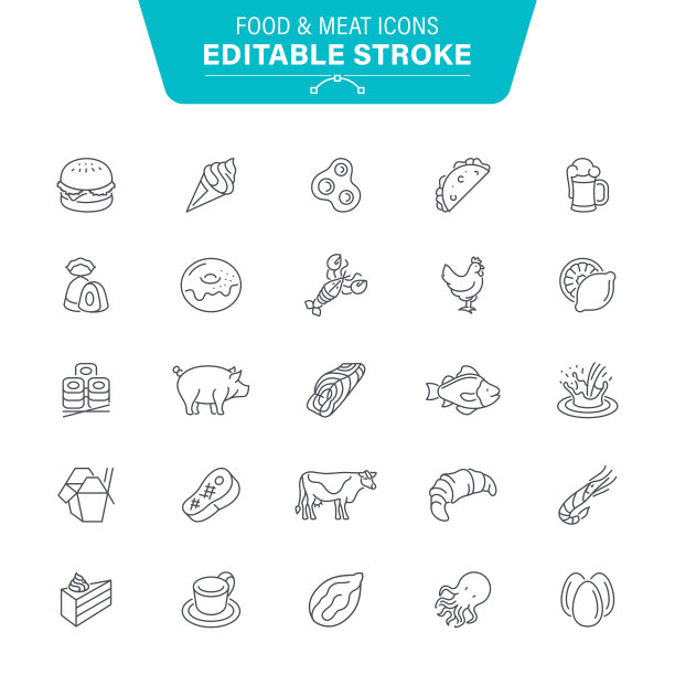 食品和肉类系列图标图片下载