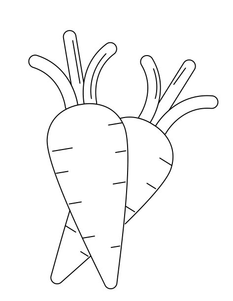 可爱的儿童农场涂色书页-胡萝卜图片下载