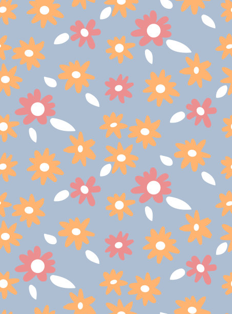 最小可爱的手绘雏菊背景矢量无缝图案。春夏印花图片下载