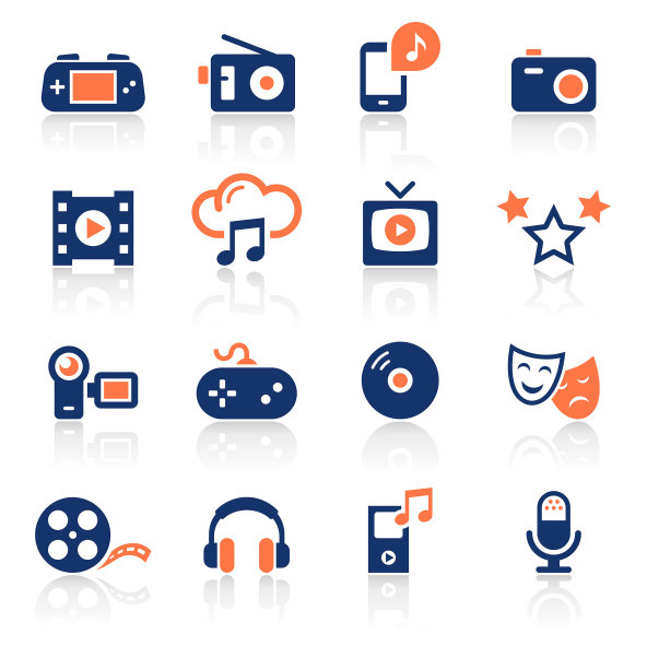 娱乐两种颜色图标集图片下载