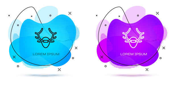 线鹿鹿角上的盾图标孤立在白色图片下载