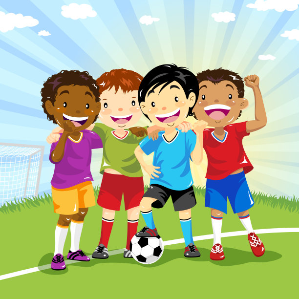 足球男孩的多民族群体图片下载