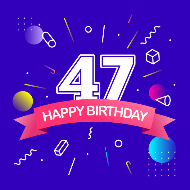 生日快乐设计与彩色抽象背景。矢量设计模板。图片下载