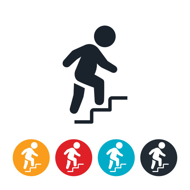 超重儿童爬楼梯图标图片下载