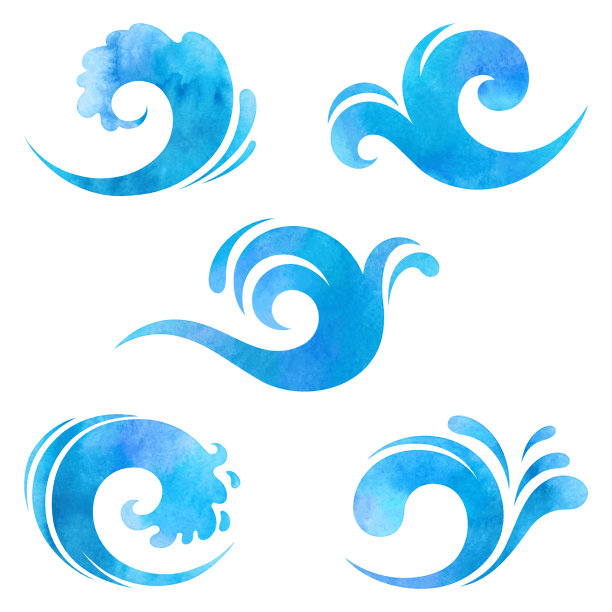 水彩波图标图片下载