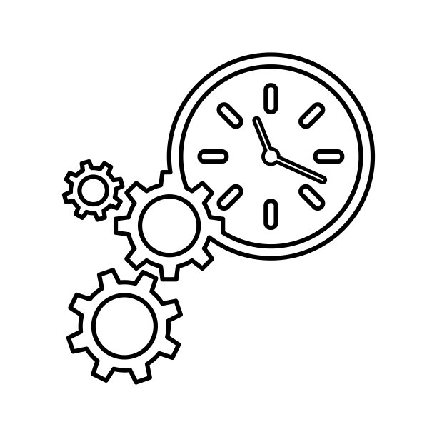 时间管理图标。线条、轮廓设计。图片下载