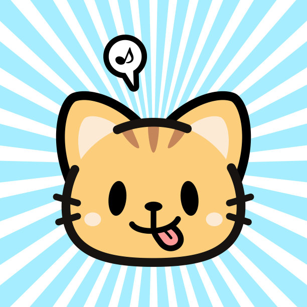 吐舌头的小猫可爱角色设计图片下载