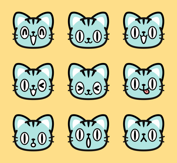 小猫的可爱面部表情图标图片下载