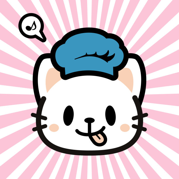 可爱的角色设计的小猫戴着厨师的帽子图片下载