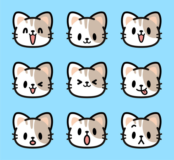 小猫的可爱面部表情图标图片下载