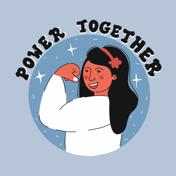 女孩力量概念，卡通风格矢量插图图片下载