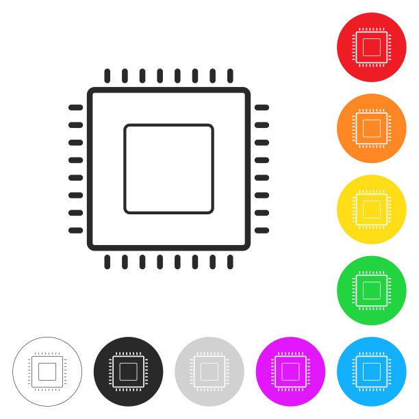 微芯片。彩色按钮上的图标图片下载