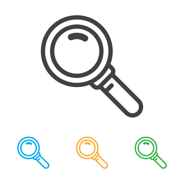 放大镜多色图标隔离在白色背景。图片下载