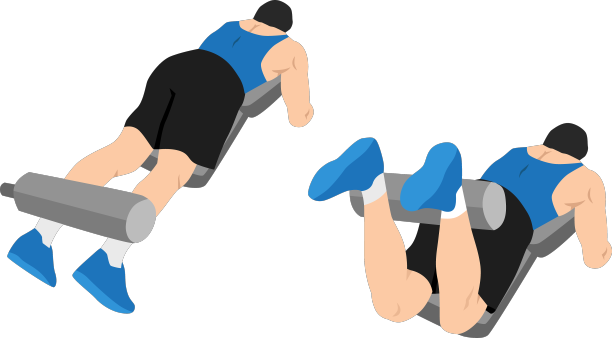 男子做躺腿弯曲运动平图片下载