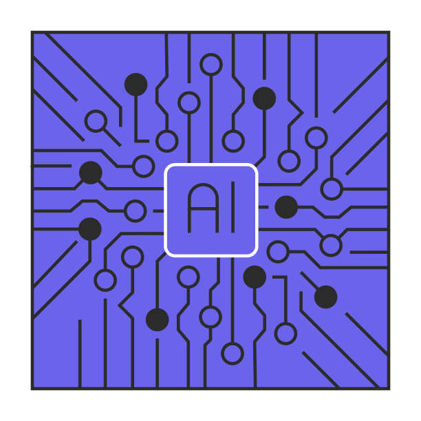 人工智能线图标设计。未来主义，物联网，机器学习，机器人，机械臂，软件。图片下载