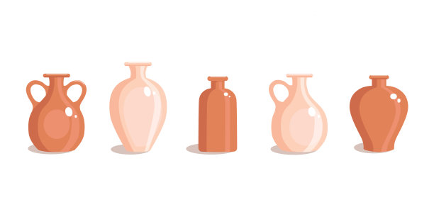 陶土花瓶放在一个扁平的古董壶里图片下载