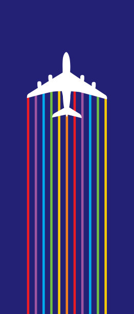 后面有彩色线条的飞机图片下载