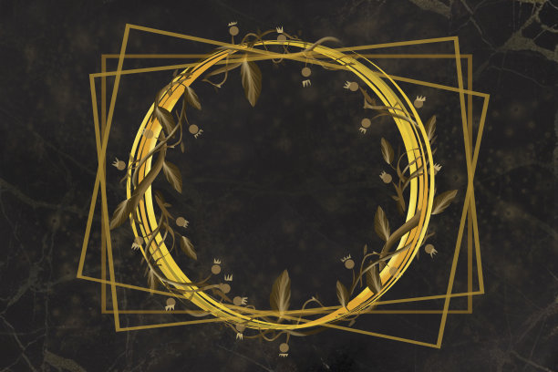 黑色背景和热带金色花朵图片下载