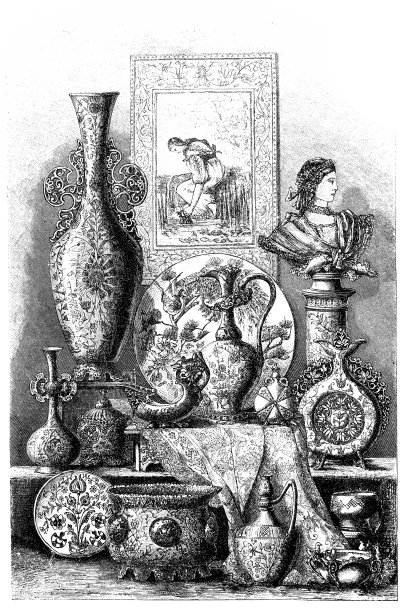 马爵利卡陶器，模仿意大利马爵利卡陶器制成的陶器，尤指19世纪在英国流行的陶器图片下载