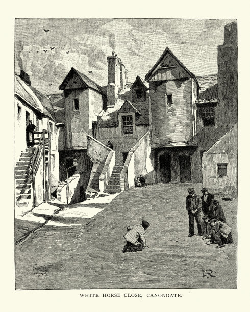 白马Close, Canongate，爱丁堡老城，19世纪图片下载