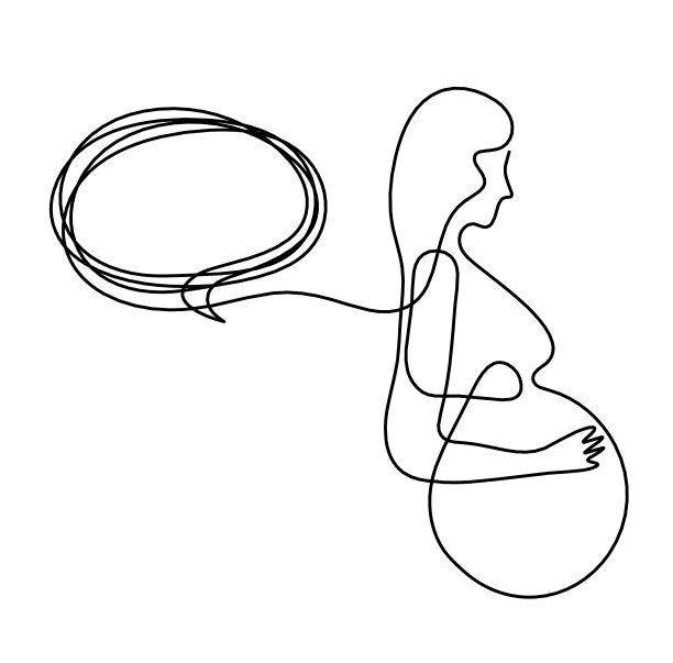 母亲剪影身体以言语泡泡为线图片下载