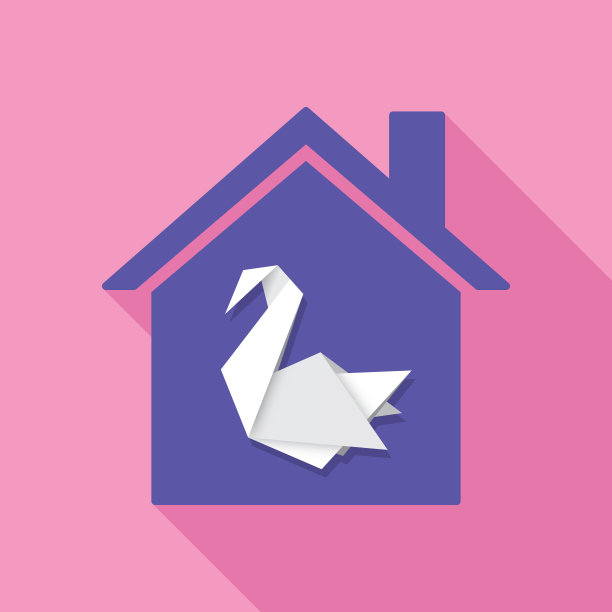 房子折纸天鹅图标公寓图片下载