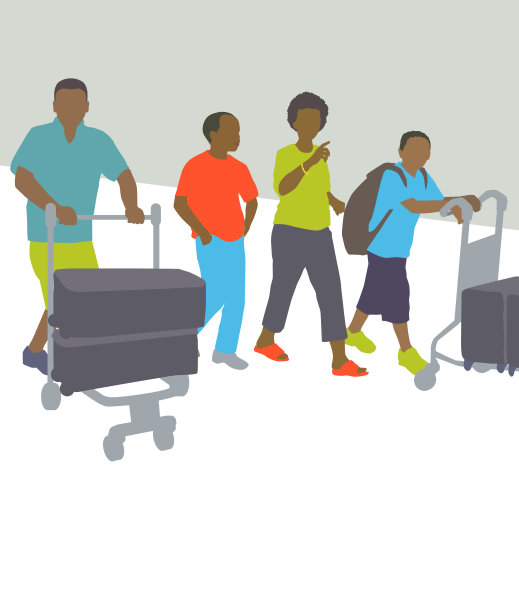 家庭通过机场旅行。图片下载