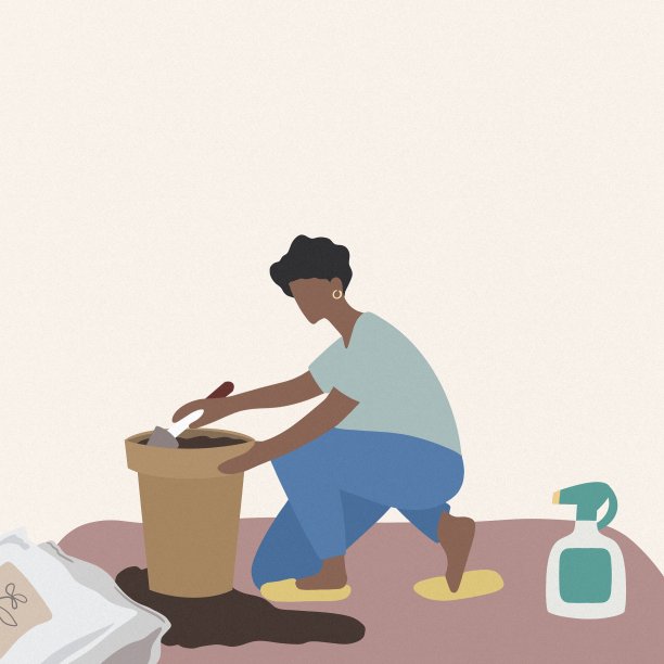 照料植物的年轻人图片下载