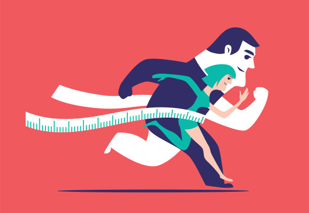 女人和男人越过终点线图片下载