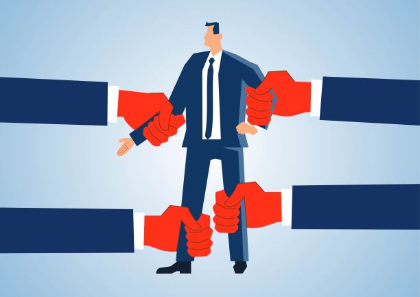 商人的四肢被四只大手束缚和控制图片下载