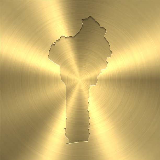 贝宁地图上的金色背景-圆形拉丝金属纹理图片下载