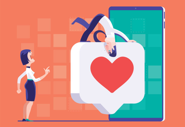 男人把头藏在像图标一样的智能手机，白人女人指着和指责图片下载