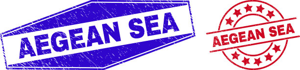 爱琴海垃圾邮票在圆形和六边形图片下载