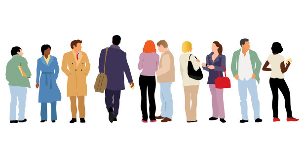 倾斜人群平面设计图片下载