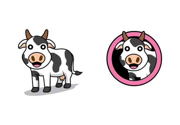 可爱的奶牛卡通人物设计图片下载