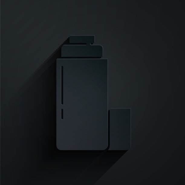 剪纸热水瓶容器图标隔离在黑色图片下载