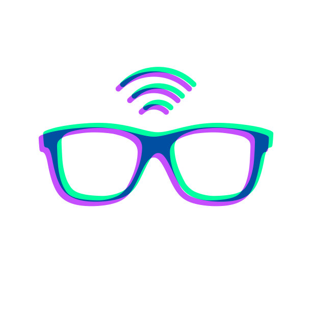 智能眼镜。图标与两种颜色叠加在白色背景上图片下载
