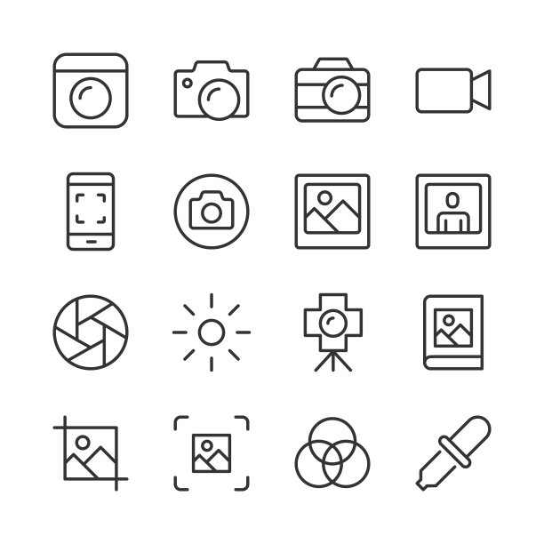 相机和摄影图标-单线系列图片下载