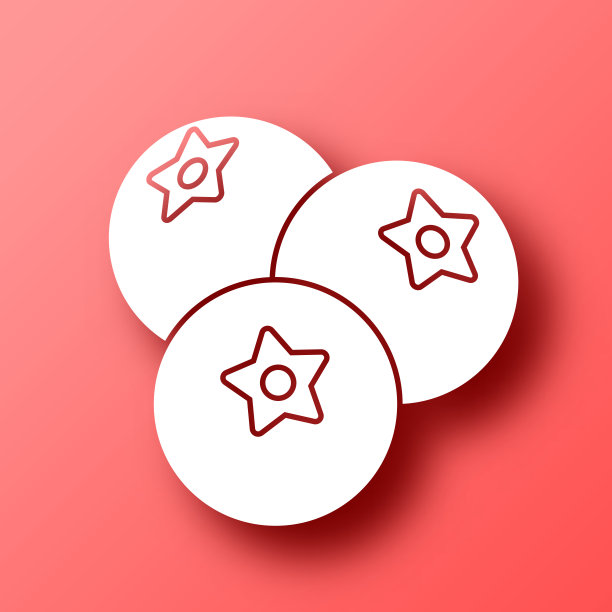 蓝莓。图标在红色背景与阴影图片下载