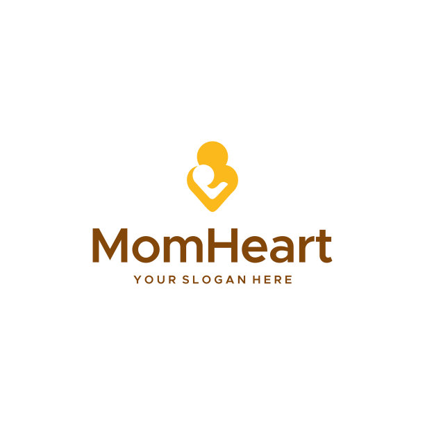 极简主义母婴心家庭护理标志设计图片下载