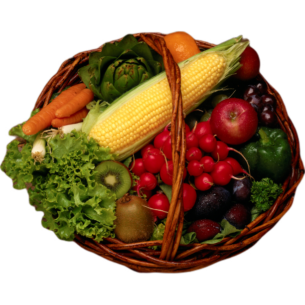 一篮子玉米番茄生菜奇异果图片下载