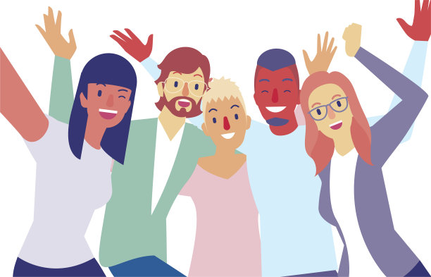 多种族的朋友在自拍图片下载