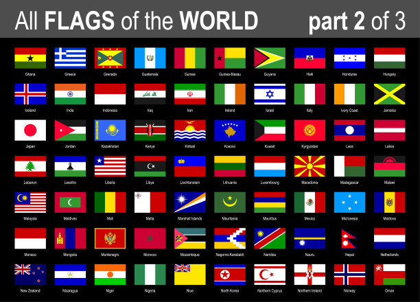 所有世界国旗图标集-字母顺序- 3 -矢量插图的第2部分图片下载