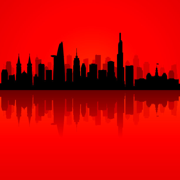 胡志明市天际线剪影(所有建筑都是完整的，可移动的，细节非常详细)图片下载