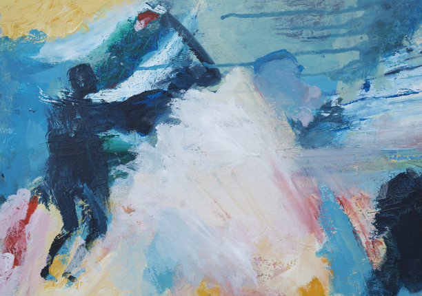 男人爬山-抽象的丙烯画图片下载