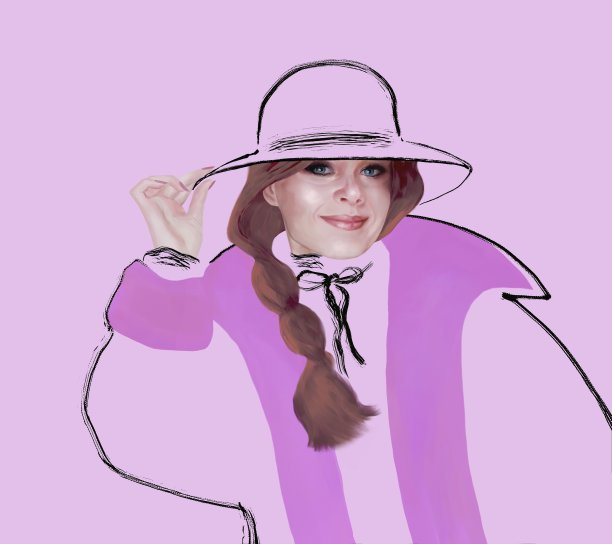 美丽的插图的女人在一个宽边帽子与一个长辫子图片下载