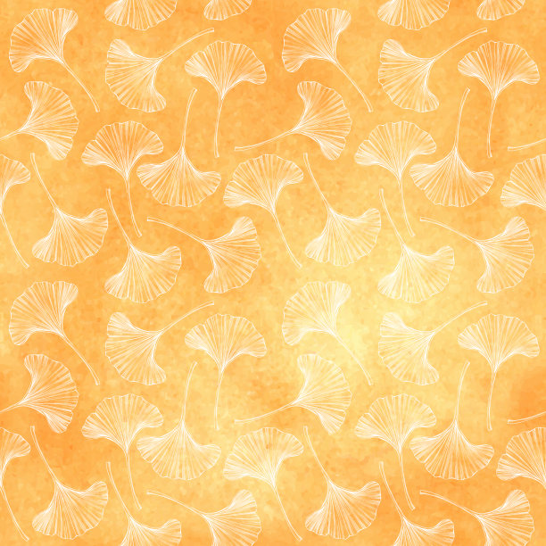 银杏叶矢量水彩和墨水无缝图案图片下载