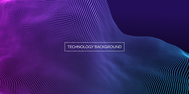 抽象科技背景：网络粒子3D网格表面图片下载