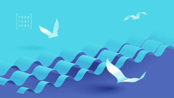 海浪海鸟抽象的背景图片下载