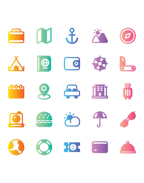 旅行图标设置30孤立在白色背景上图片下载